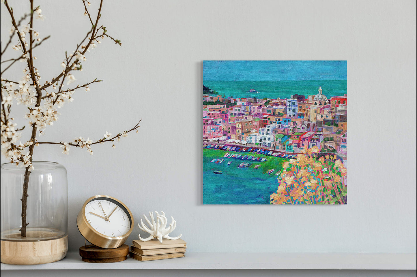 Harbor of Procida, Italy original painting