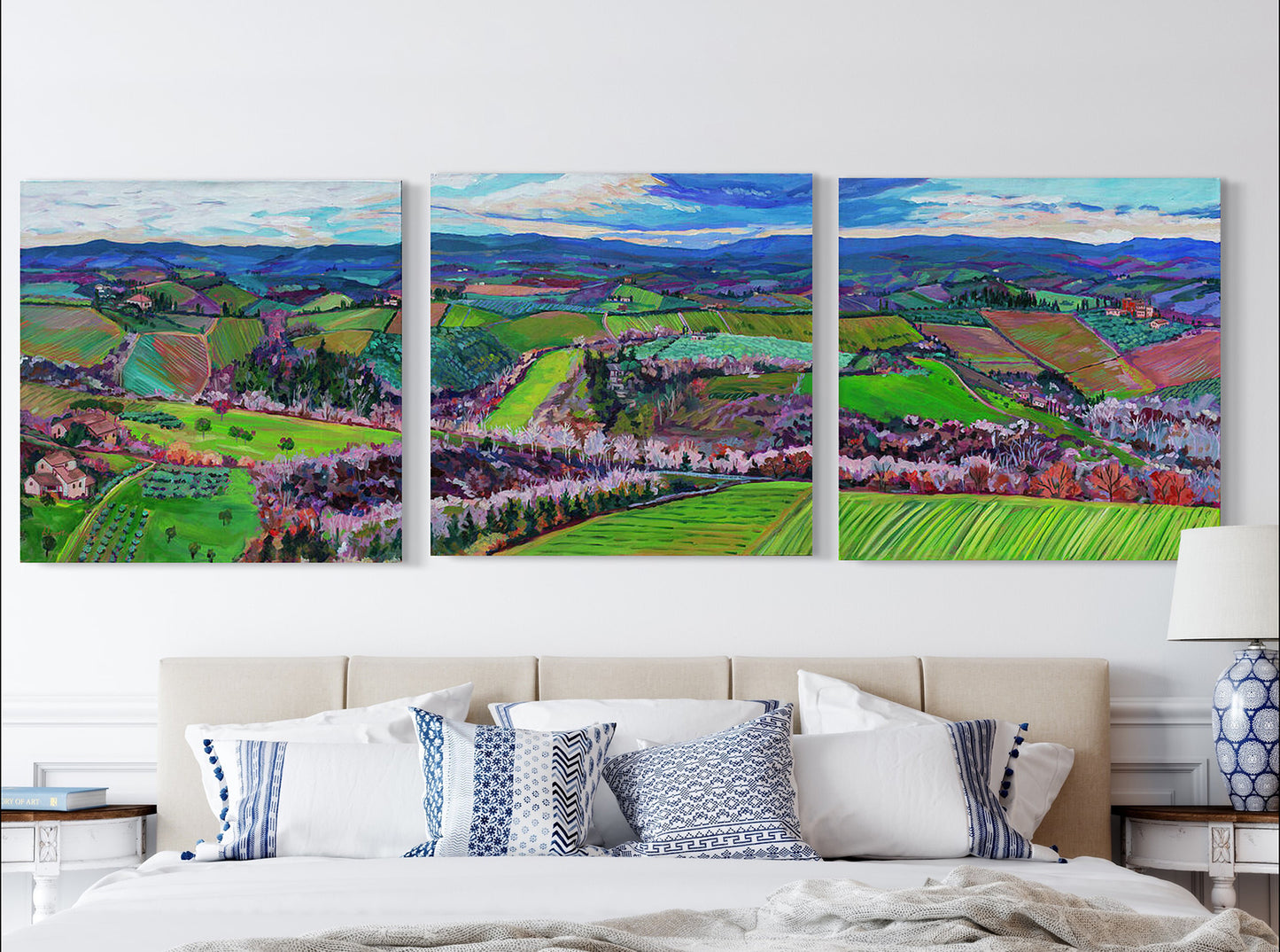 Rolling Tuscan Farmland  Panoramic Triptych