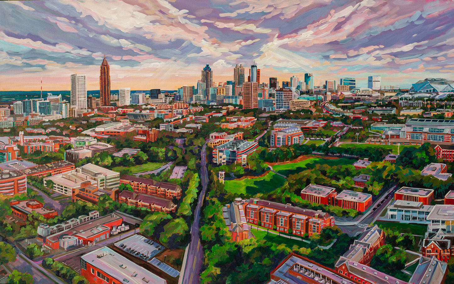 Georgia Tech and Atlanta Skyline —Matte Canvas, Stretched, 1.25"