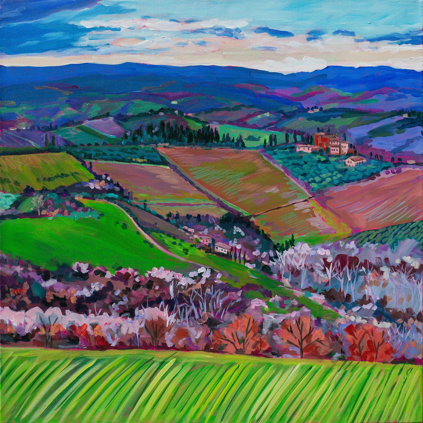 Rolling Tuscan Farmland  Panoramic Triptych