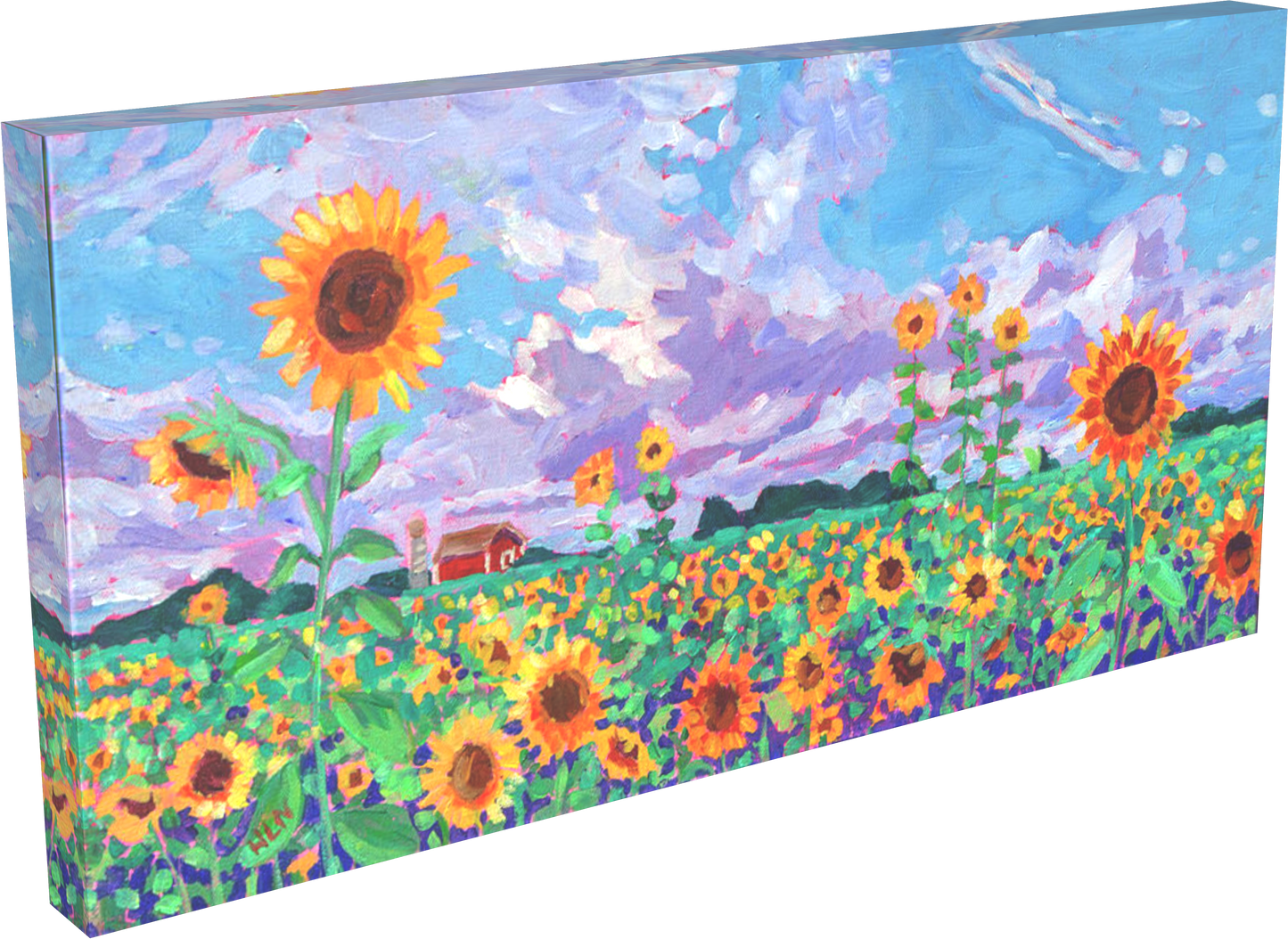 12x24 original sunflower landscape painting 2
