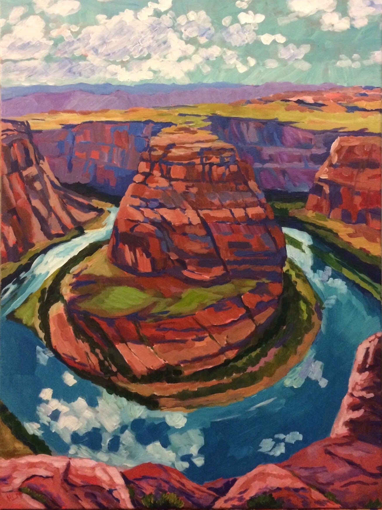 vibrant southwest painting of the Colorado river and Horseshoe bend in Arizona
