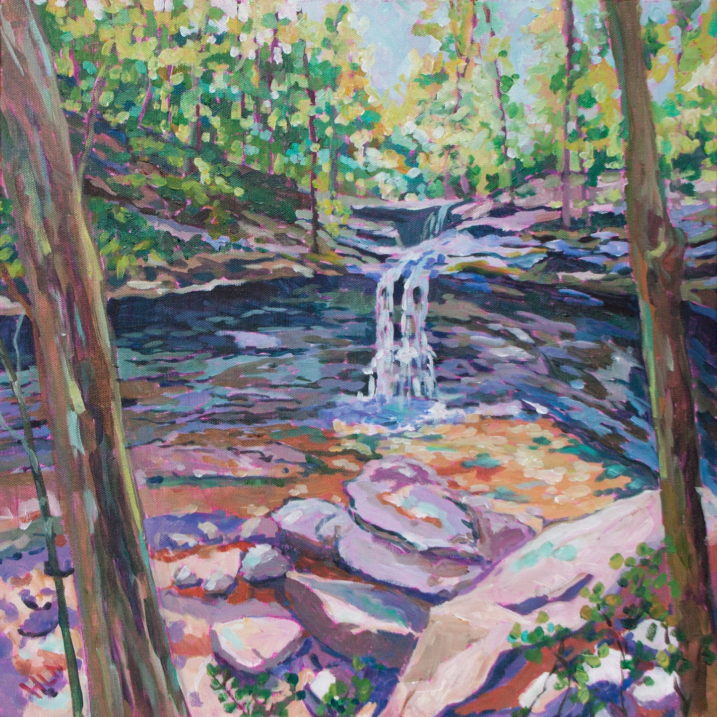 Painting of Blue Hen Falls in Cuyahoga National Park south of Cleveland Ohio