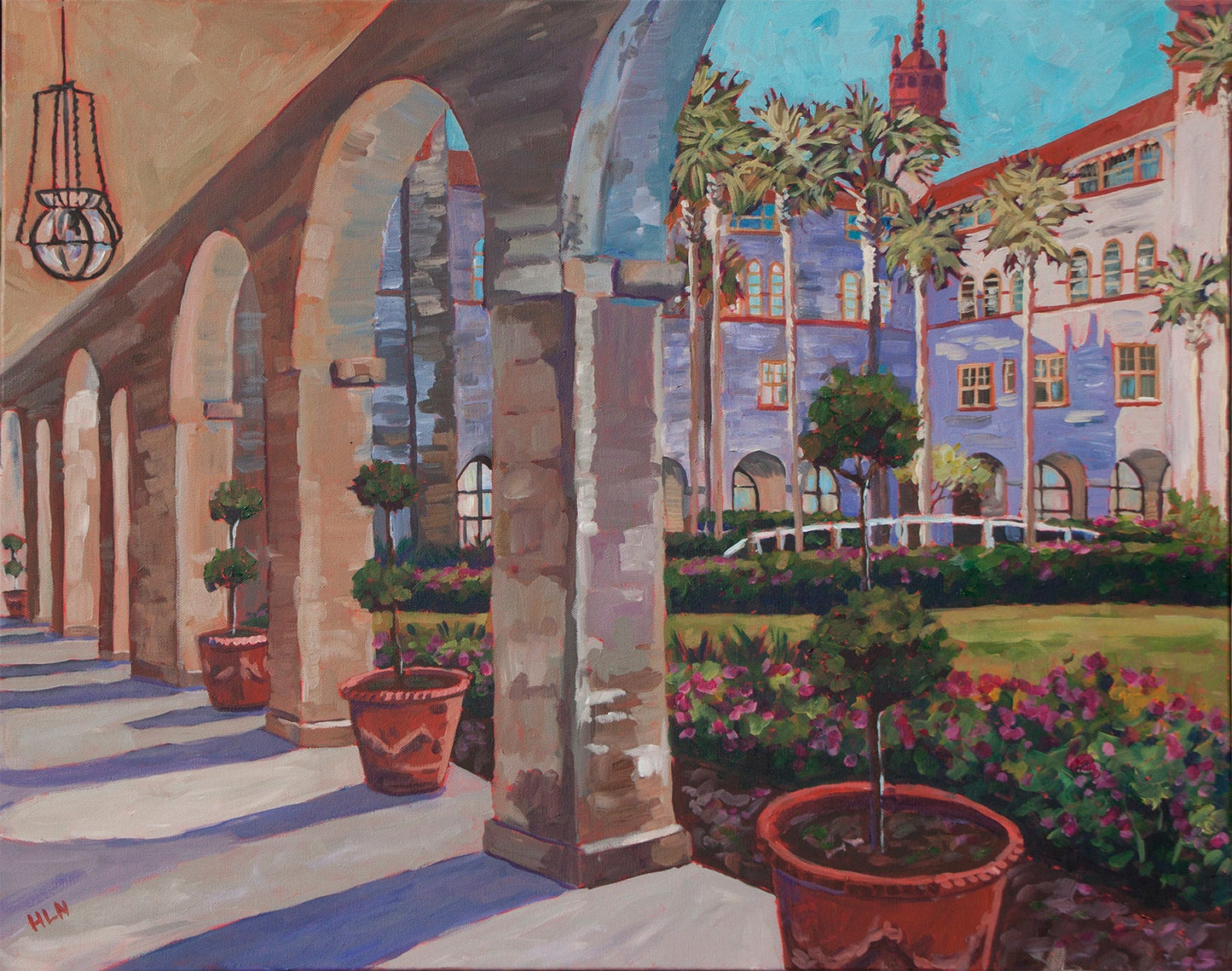 painting Lightner Museum courtyard formerly Hotel Alcazar in St Augustine Florida