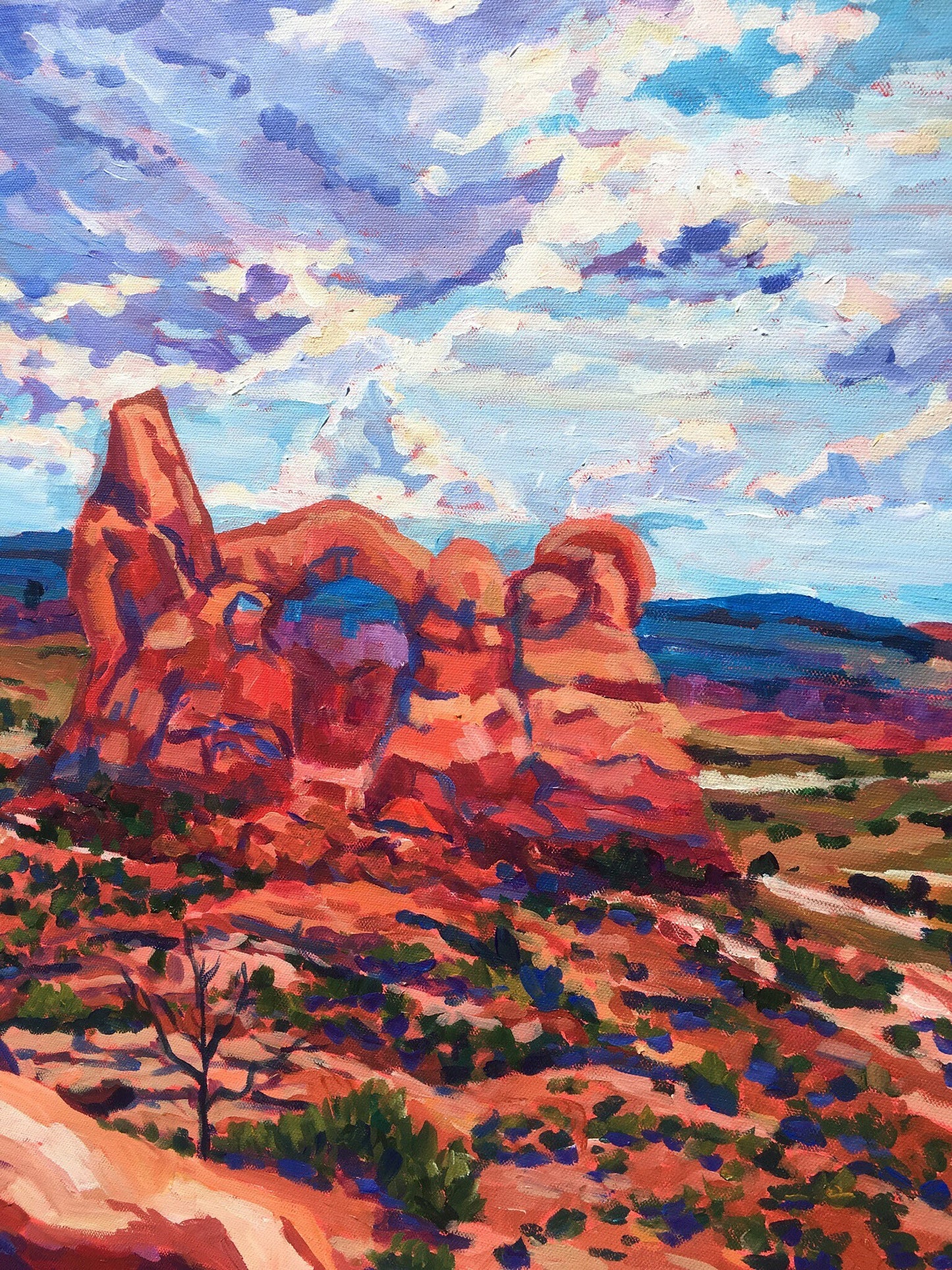 Detail of painting with Turret Arch in Arches National Park