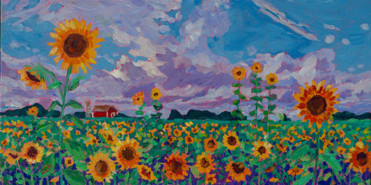 12x24 original sunflower landscape painting 2