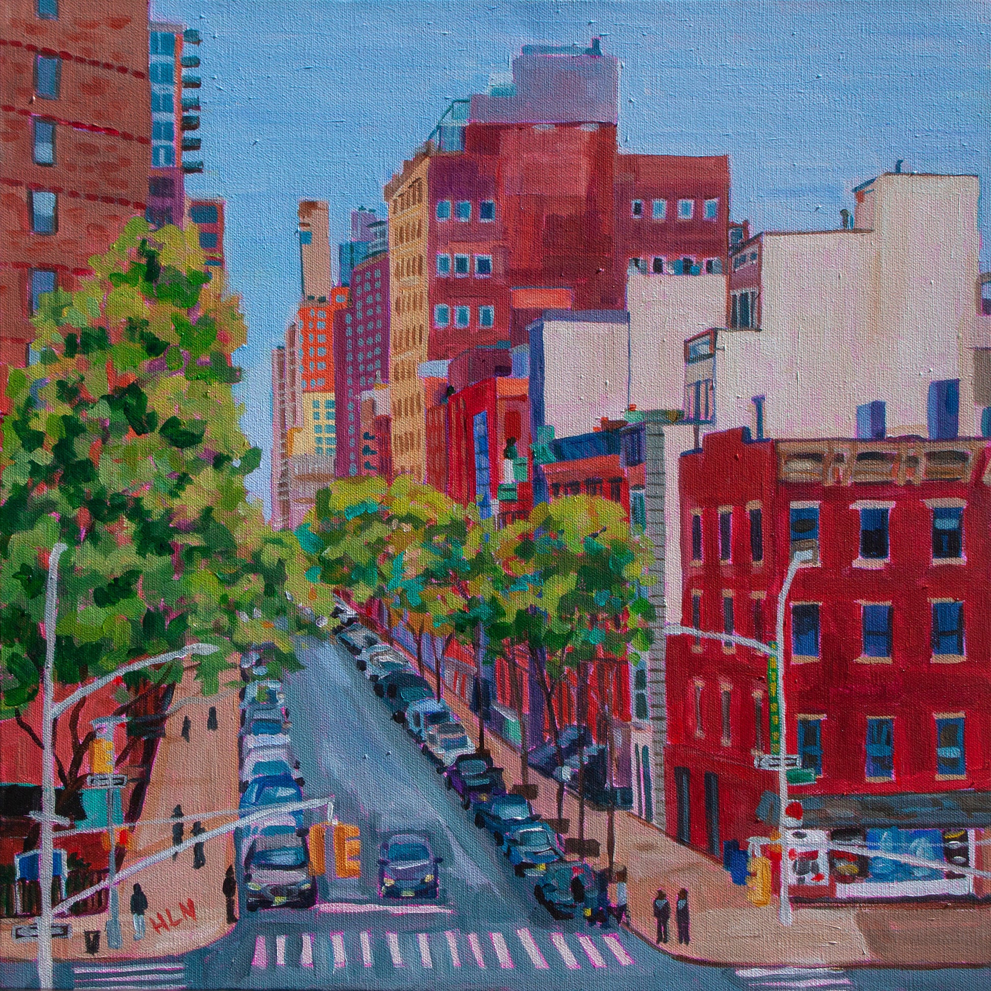 New York City Painting of buildings as seen from the Highline