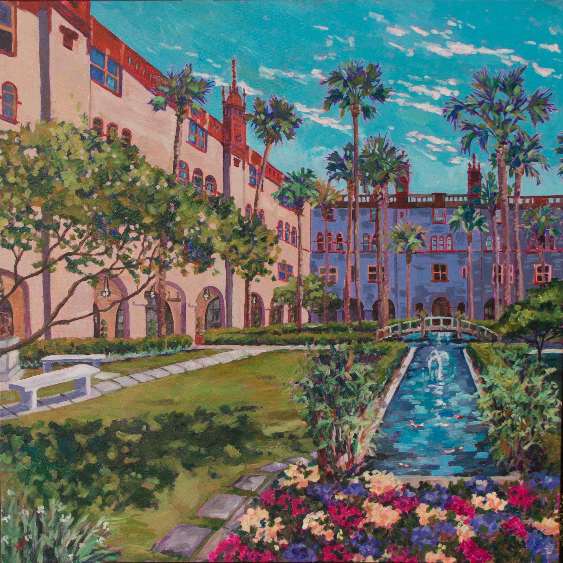 Courtyard with koi pond at the Lightner Museum in historic st augustine florida