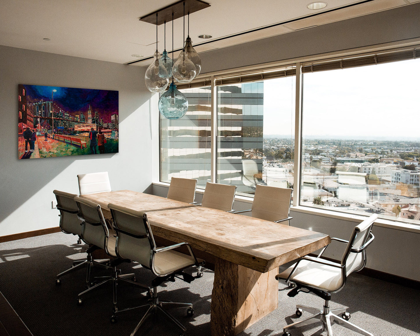 New York city skyline painting in downtown office setting