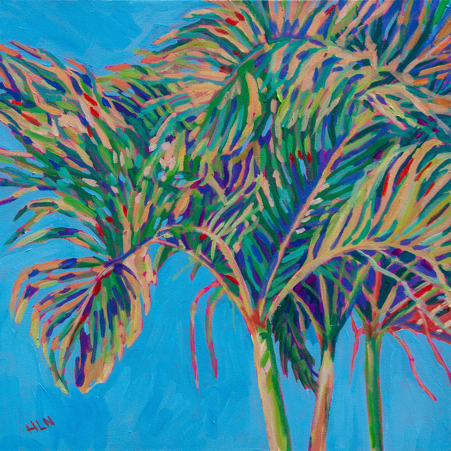 Christimas tree palm painting in expressive modern  impressionism