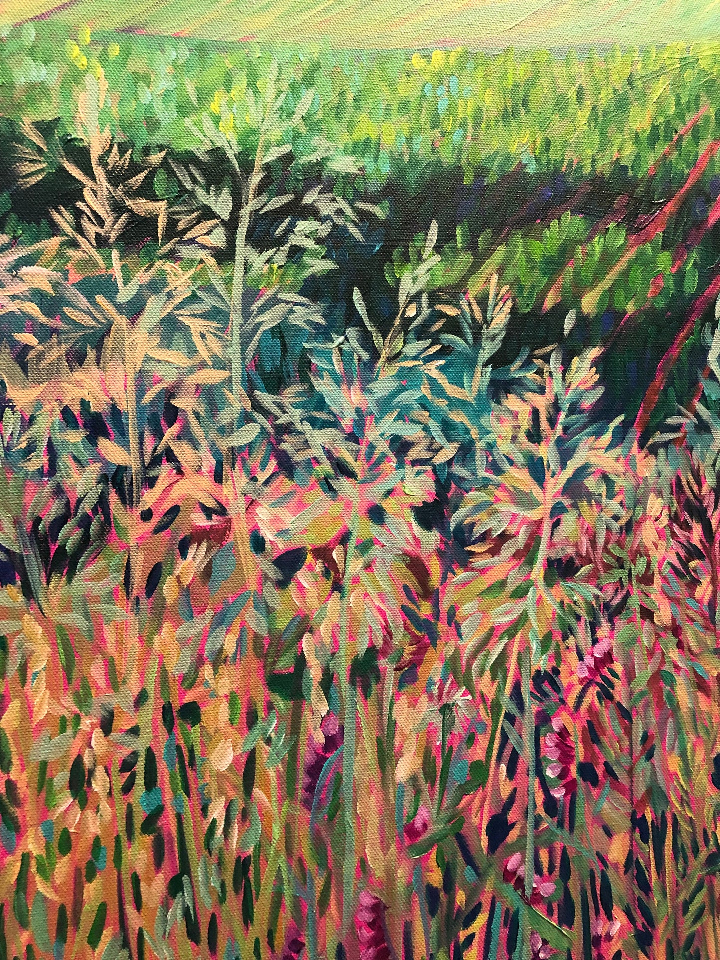 detail of hedges in painting