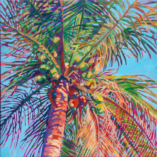 Vibrant impressionist coconut palm tree 
