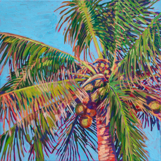 Vibrant Coconut palm tree painting