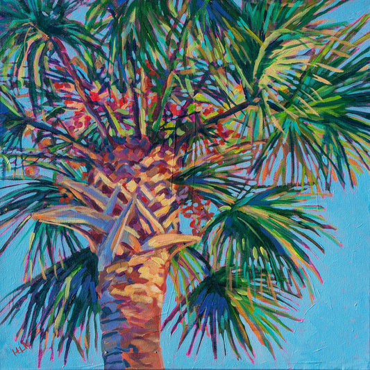 tropical vibrant Painting of Cabbage Palm tree