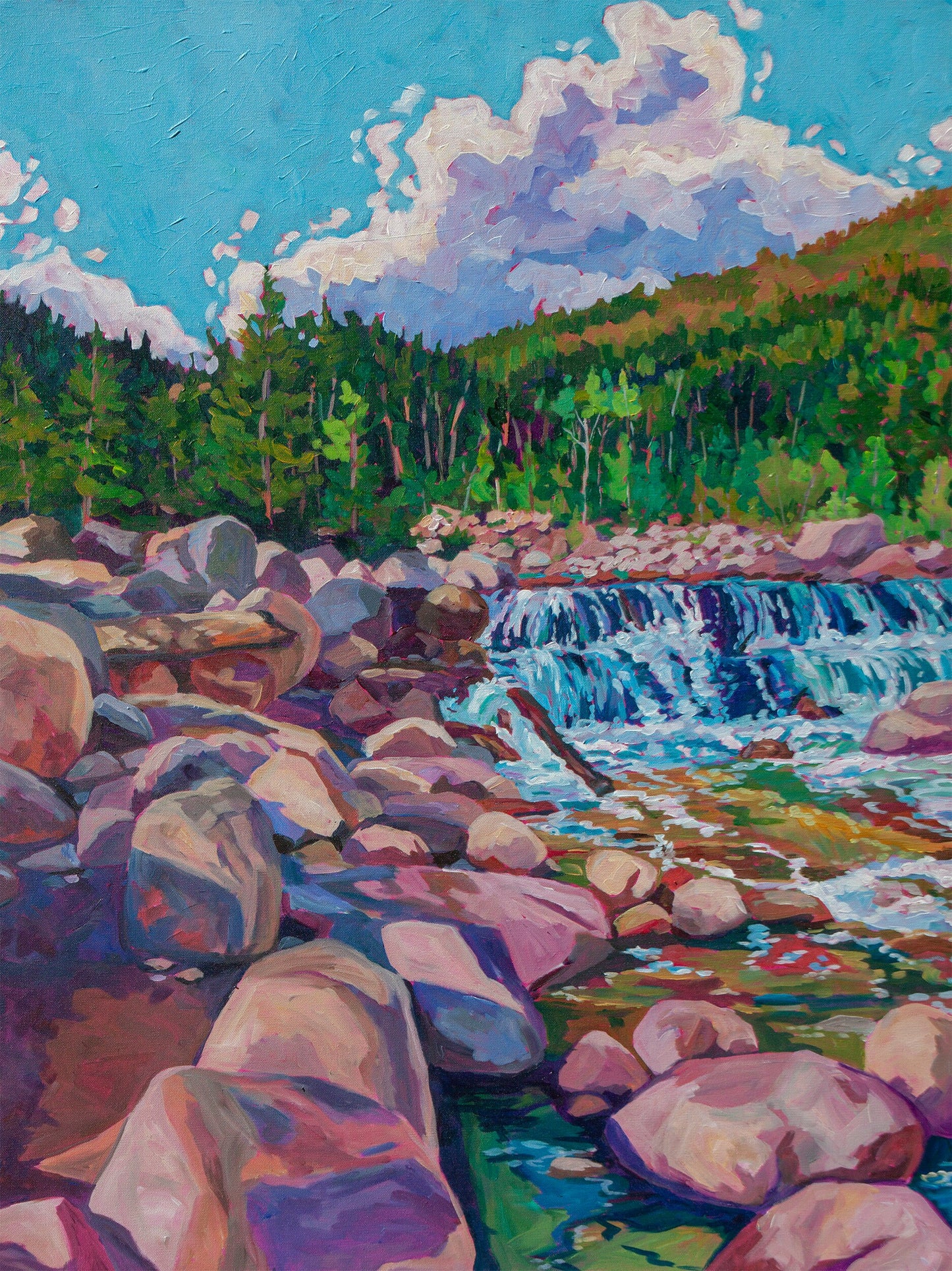 left panel of Colorado Rockies waterfall  diptych