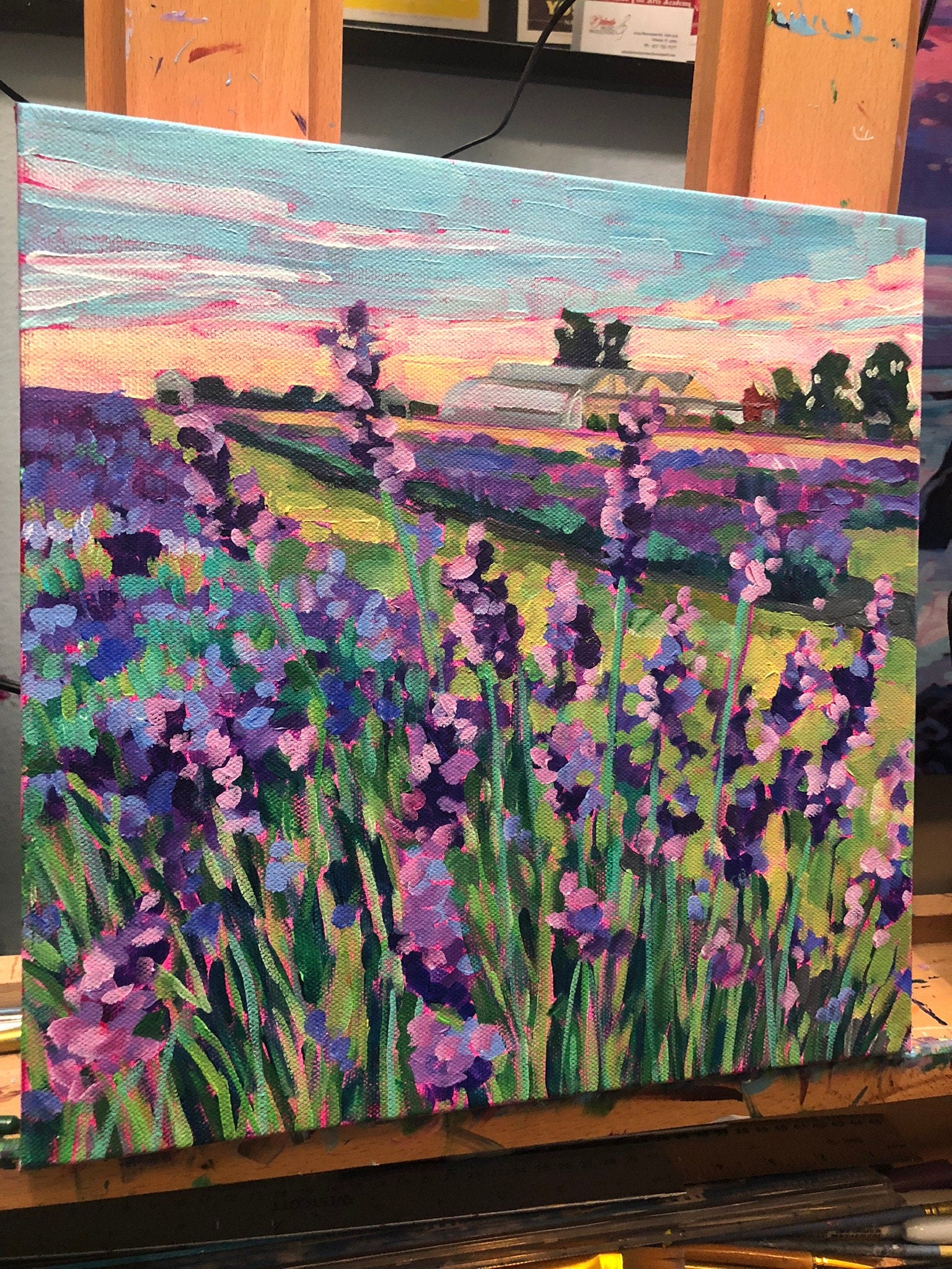 purple lavender plant painting in studio