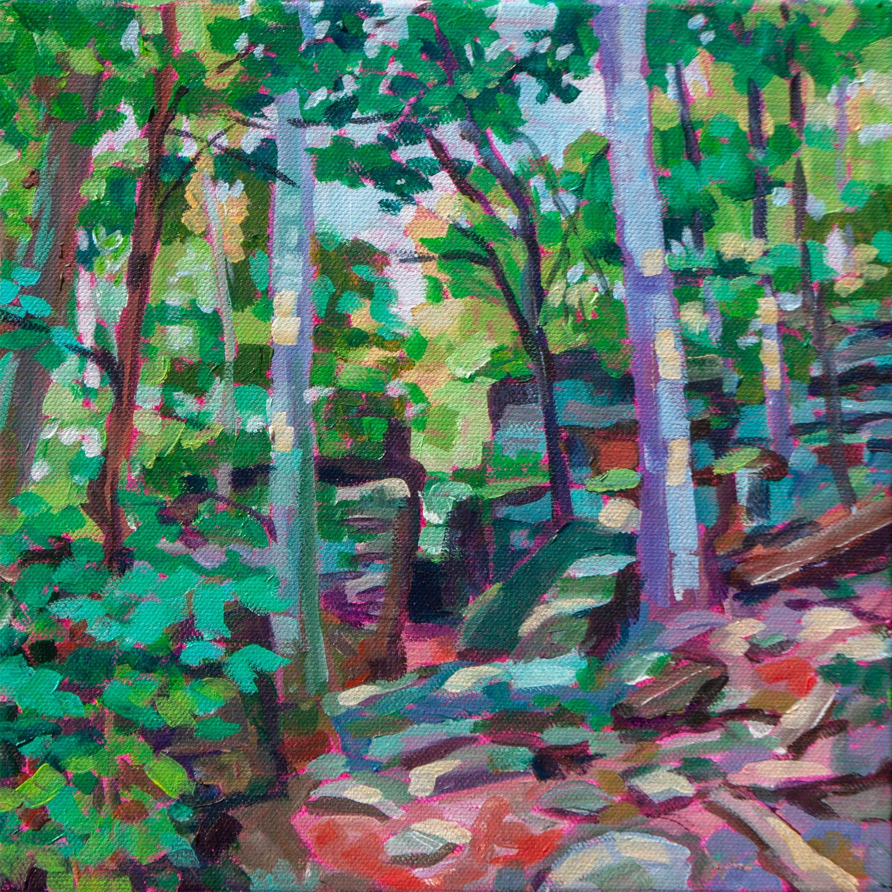second ledges painting highlighting trees, greenery and rock formations