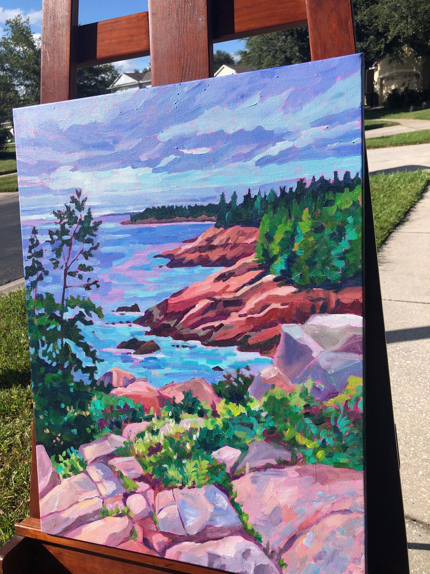painting of Acadia outside on easel