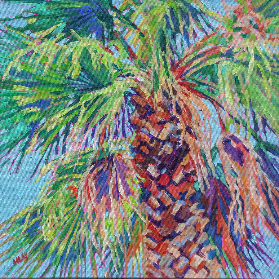Tropical florida painting of cabbage palm tree
