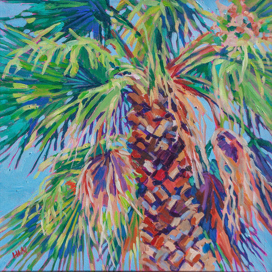 Tropical florida painting of cabbage palm tree