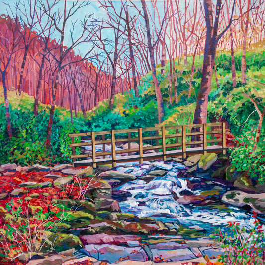 Painting of Footbridge over a mountain stream in Smoky Mountain National Park