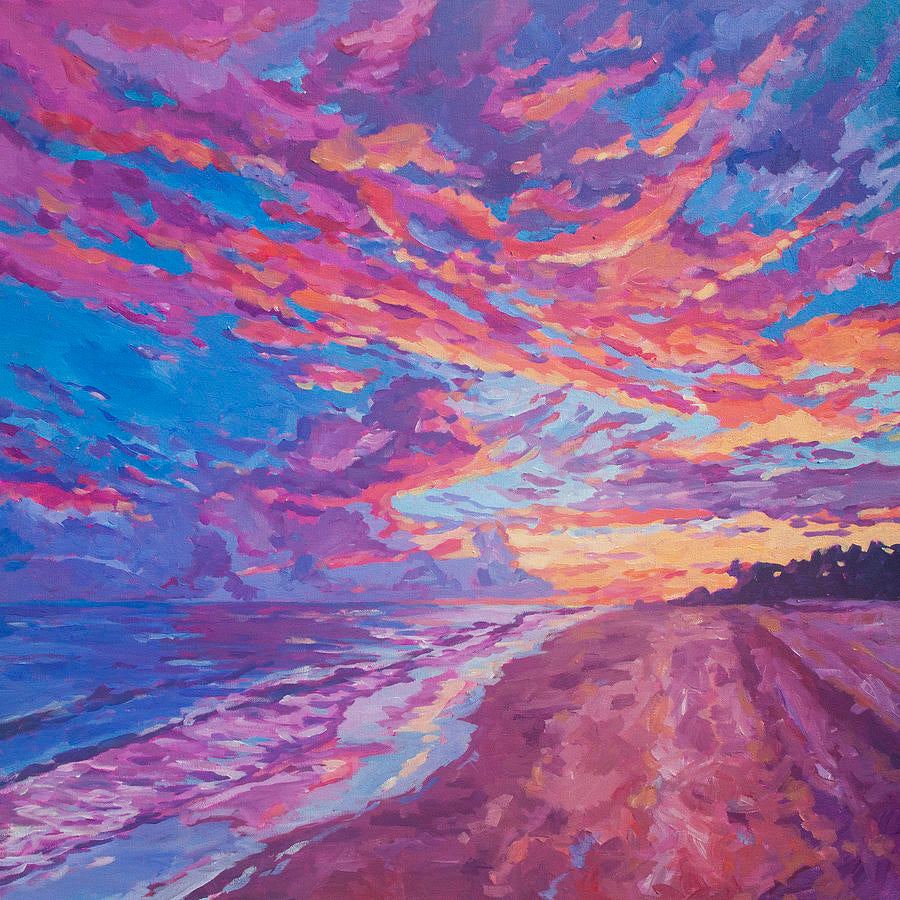 vibrant expressive sunset over Sanibel Island beach in Florida